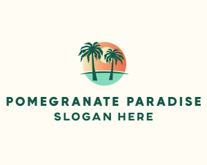 Sunset Palm Tree Paradise logo design