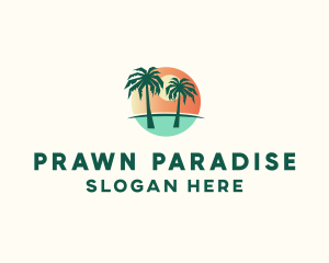 Sunset Palm Tree Paradise logo design