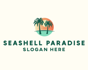 Sunset Palm Tree Paradise logo design