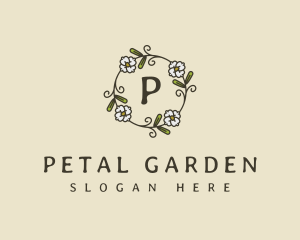 Wedding Flower Wreath Garland logo design