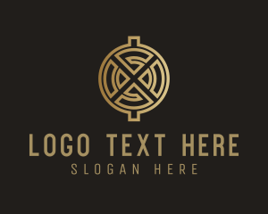 Gold Cryptocurrency Letter X logo