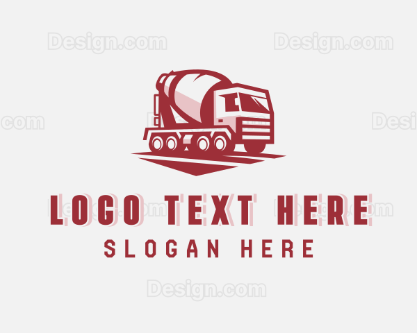 Concrete Mixer Truck Construction Logo