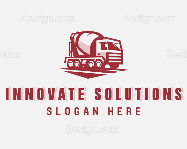 Concrete Mixer Truck Construction Logo