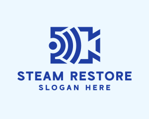 Blue Video Steaming Wifi logo design