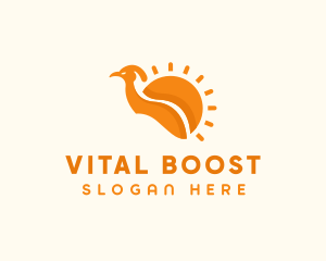 Orange Sun Bird logo design