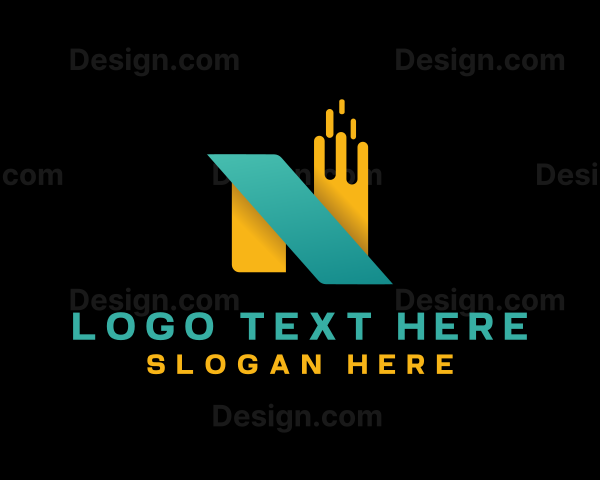 Gradient Pixel Letter N Logo