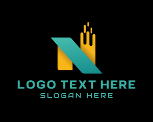 Gradient Pixel Letter N logo