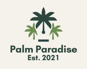 Palm Tree Pen  logo design