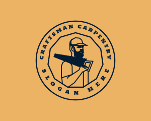 Vintage Carpenter Woodwork Saw logo design