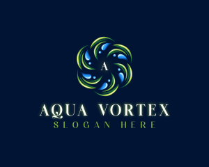 Water Droplet Leaf Vortex logo design