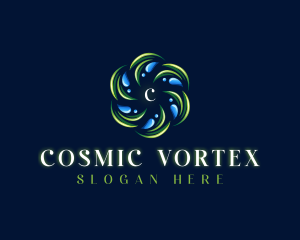 Water Droplet Leaf Vortex logo design