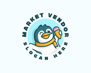 Penguin Ice Cream Dessert logo design