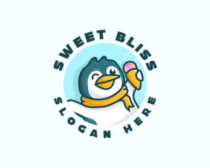 Penguin Ice Cream Dessert logo design