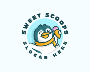 Penguin Ice Cream Dessert logo design