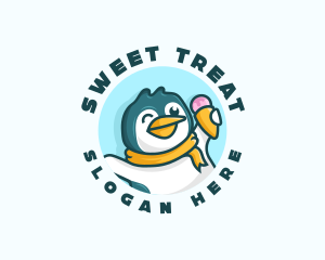 Penguin Ice Cream Dessert logo design