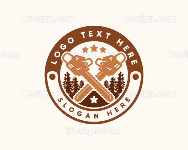 Chainsaw Lumberjack Cutting Logo