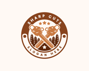 Chainsaw Lumberjack Cutting logo design