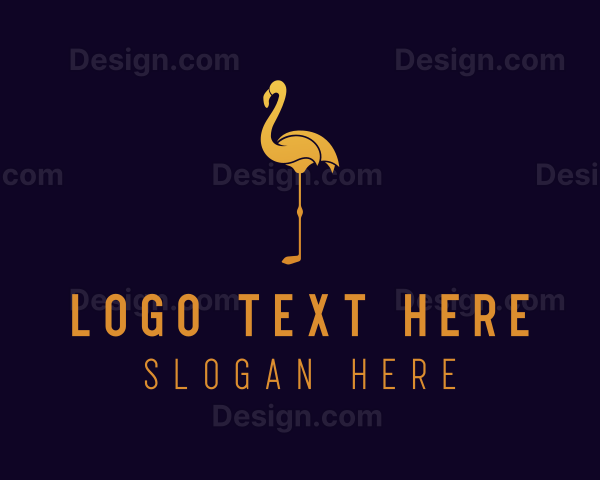 Gold Flamingo Bird Logo