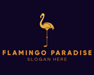 Gold Flamingo Bird logo