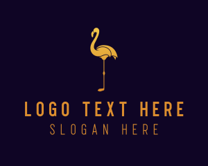 Gold Flamingo Bird logo