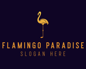 Gold Flamingo Bird logo design