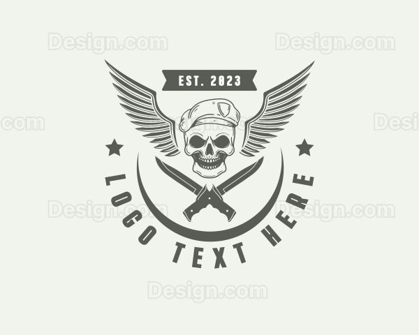 Skull Knife Beret Military Logo