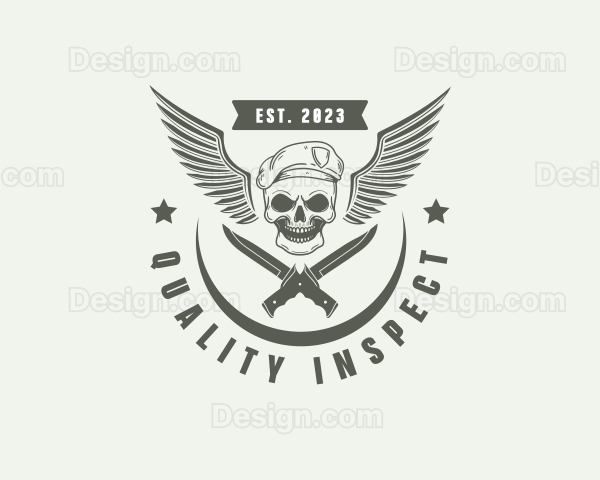 Skull Knife Beret Military Logo