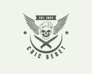 Skull Knife Beret Military logo