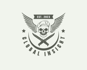 Skull Knife Beret Military logo