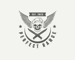 Skull Knife Beret Military logo design