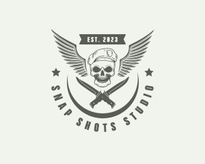 Skull Knife Beret Military logo