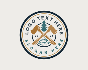 Forestry Logging Axe Logo