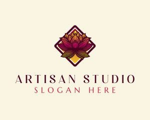 Botanical Lotus Flower logo design