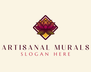 Botanical Lotus Flower logo design