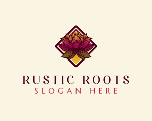 Botanical Lotus Flower logo design