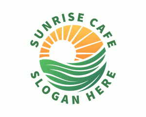 Sunrise Sunset Grass Field logo design