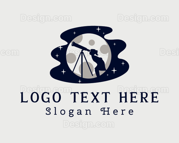 Moon Telescope Girl Logo