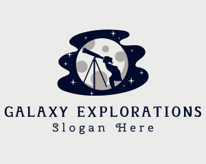 Moon Telescope Girl logo design