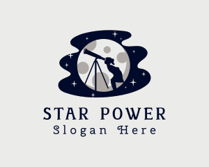 Moon Telescope Girl logo design