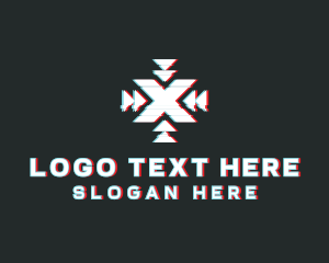 Gym - Focus Letter X Glitch logo design