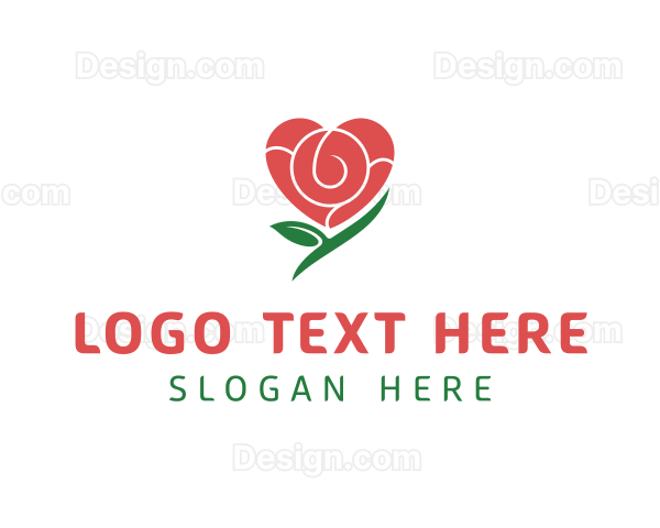 Valentine Rose Heart Logo