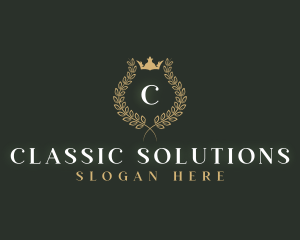 Classic Crown Wreath  logo design