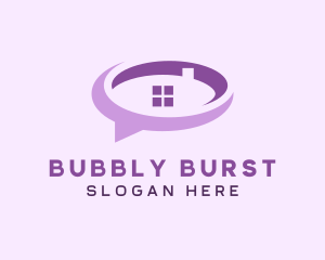 Purple Realty Speech Bubble logo design