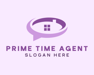 Purple Realty Speech Bubble logo design