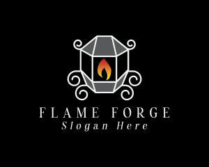 Flame Ornate Lamp logo design