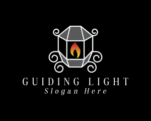 Flame Ornate Lamp logo design