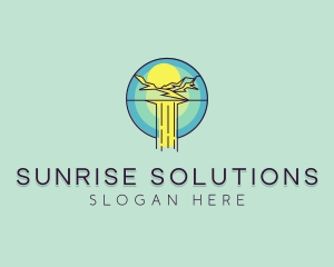 Cliff Sunrise Mountain logo design