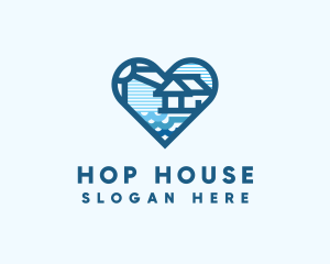 Beach House Resort Heart logo design