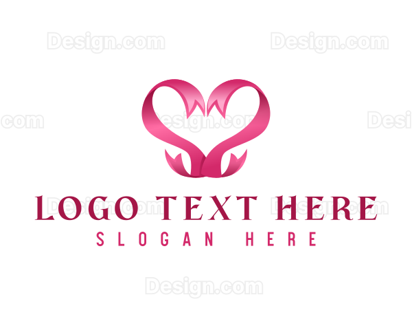 Love Heart Ribbon Logo