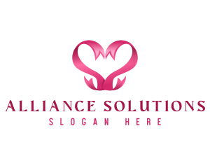 Love Heart Ribbon logo design